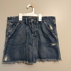 Polo Jeans Co.Ralph Lauren Denim Jean Short Mini Skirt Sz 30 Distressed Raw Hem